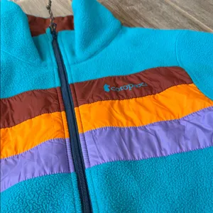 Cotopaxi womens size small Blue Fleece full zip classic Jacket with Stripes EUC thumbnail 2
