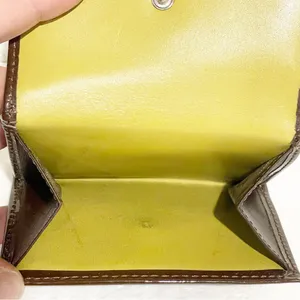 Coach Brown Leather Green‎ Lining Bi Fold Multi Pocket Wallet Snap Closure thumbnail 3