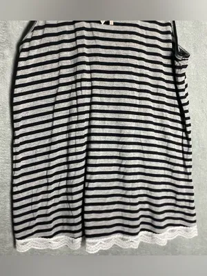 2000s MySpace emo Black &‎ White Striped Lace-Back Tank grunge XL thumbnail 3