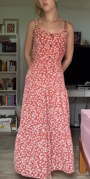 Monteau Maxi Floral Sleeveless Orange Dress thumbnail 1