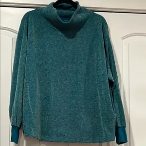 Nike Therma-FIT‎ Yoga Luxe Textured Pullover | Teal Cowl Neck | Women’s 1X thumbnail 2
