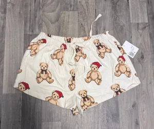 Forever 21 Teddy Bear Christmas 100% cotton pj lounge shorts thumbnail 1