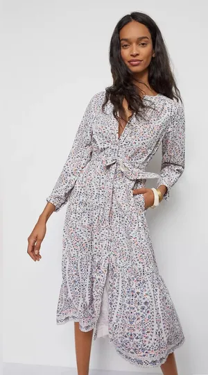 Anthropologie Pilcro Marta Tiered Corduroy Dress Size Small thumbnail 1