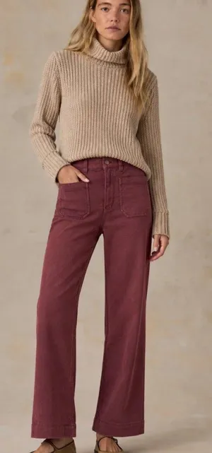 Faherty Stretch Terry Knit Denim Patch Pocket Pants in Catawba Grape thumbnail 1
