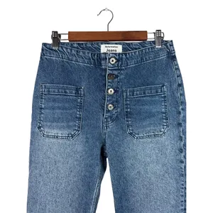 Reformation Jeans Size 29 Inari Blue High Rise Patch Pocket Button Fly Straight thumbnail 2