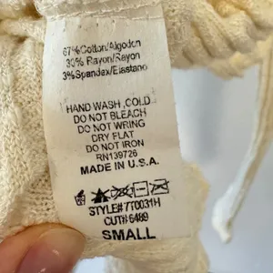 Honey Punch Cream Ribbed Knit Long Sleeve Top Side Slit Crew Neck Small 7T0031H thumbnail 7
