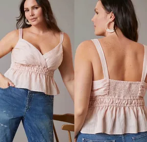 NWT $90 Anthropologie x Maeve Pink Maeve Shirred Pullover Striped Tank XL thumbnail 2