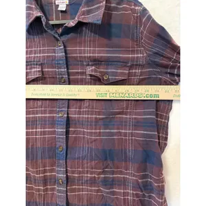 Carhartt Flannel Shirt Womens XL Maroon Navy Blue Plaid Button Down Long Sleeve thumbnail 6