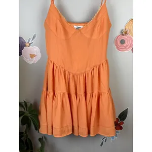 Tiger Mist Orange Bijou Fitted Mini Tie Strap Mini Tiered Dress - Size - Medium thumbnail 7