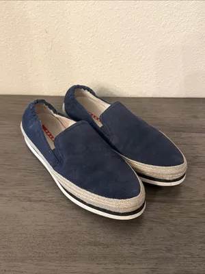PRADA Navy Blue Suede Espadrille Platform Slip on Sneakers IT‎ 37 US 7 thumbnail 2
