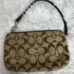 COACH Brown Signature Canvas Wristlet thumbnail 2