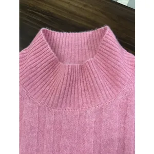 J. Crew Merino Alpaca Wool Blend Wide Cable Sweater Pink Large Cozy Grandma Core thumbnail 5