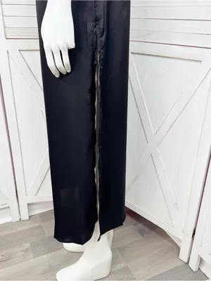 LBLC The Label Valarie Black Satin Slip Dress XS Midi Whimsigoth Party Coquette thumbnail 8