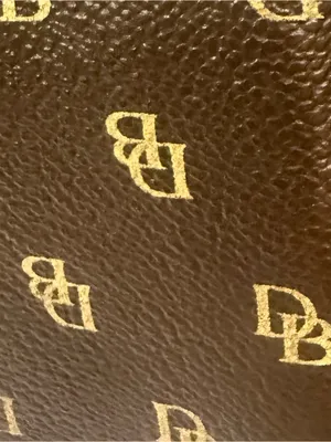 Dooney Bourke Y2K Signature Monogram Barrel Shoulder Bag Dark Brown Leather Trim thumbnail 9
