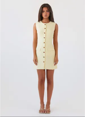 Peppermayo NWT Yellow Linen Mini Dress thumbnail 2