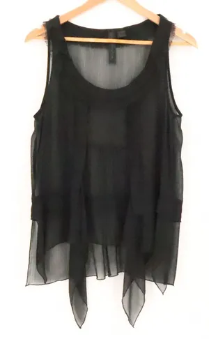Sheer Layered Tank Top Womens Size M Black Gothic Whimsigoth Witchy Asymmetric thumbnail 1