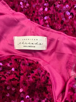 AMERICAN THREADS pink sequin one shoulder dress nwt thumbnail 5
