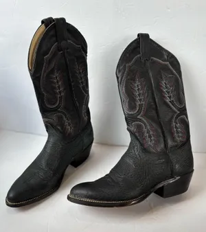 Abilene vintage black leather cowboy boots thumbnail 1