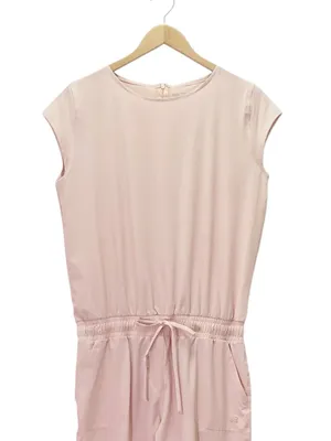 Albion Fit Jetsetter Jumpsuit Sz Medium Blush Pink Cap Sleeve Tapered Athleisure thumbnail 4