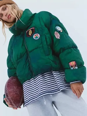 Free People FP Movement In A Bubble Patch Puffer Jacket Coat Evergreen Patch NWT thumbnail 1