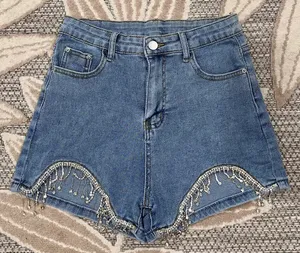 Rhinestone Denim Shorts Blue thumbnail 1