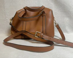 Brown Vegan Leather Doctor Bag Style Crossbody Purse thumbnail 1