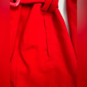 Lamasini Women's Vibrant Red Trench Coat thumbnail 5