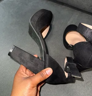 Women’s Black Satin Ankle Strap Heels with Round Toe thumbnail 1