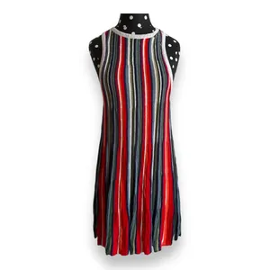 Free People Womens Dress Sz S Rainbow Dragon Metallic Striped Mini Sweater‎ thumbnail 6
