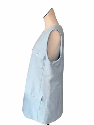 NWOT Ann Taylor Tweed Button Pocket Shift Dress Light Blue thumbnail 4