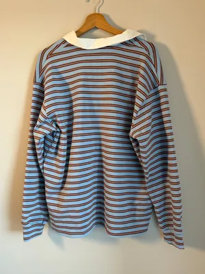 Edikted Stripe Long Sleeve Oversize Polo Fall Oversized Small thumbnail 5