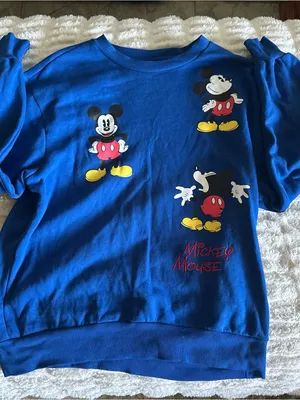 Disney Mickey Mouse & Friends Sweatshirt Medium Blue Graphic Crewneck 60/40 thumbnail 1