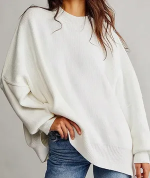 Nwt Aerie White Pullover Sweater Size Medium Oversized Ribbed Knit Crewneck thumbnail 1