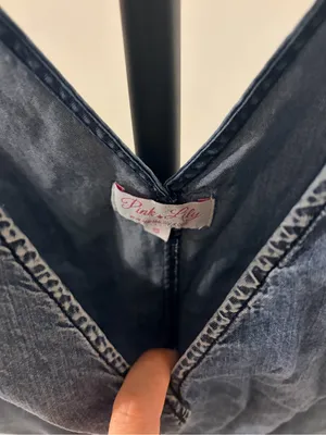 Pink Lily Denim Romper in Faded Blue thumbnail 3