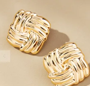 Anthropologie Puffy Ridged Statement Stud Earrings thumbnail 1