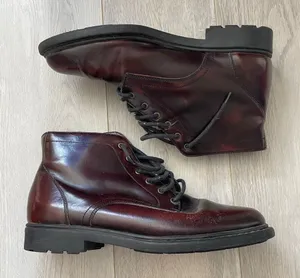 Vintage Leather Boots lace up ankle womens Brown (size 7) classic heritage work thumbnail 1