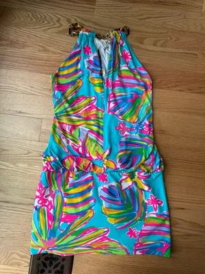 Lilly Pulitzer Siena Sea Blue Summer Haze Halter Dress S thumbnail 6