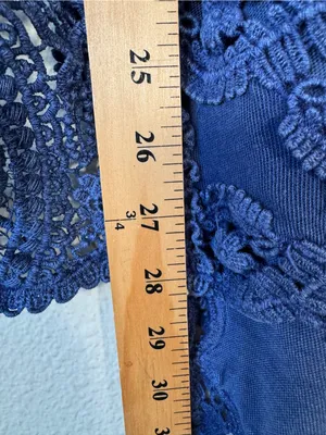 Free People Blue Crochet Short Sleeve Tunic Blouse Womens L Casual Boho thumbnail 3