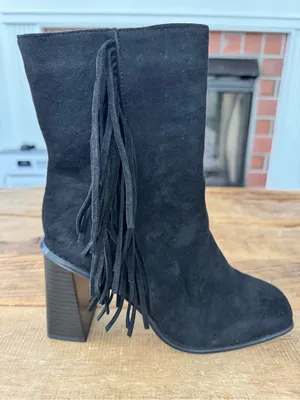 Fringe Pleather Suede Boots By NY&Co ~ Size 10 thumbnail 1