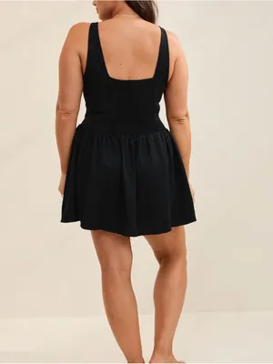 Aerie bow drop waist black dress medium summer preppy cute beach thumbnail 2