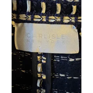 Carlisle New York Blazer Women‎ 6 Blue Tan Tweed Double Breasted Preppy Mature thumbnail 8