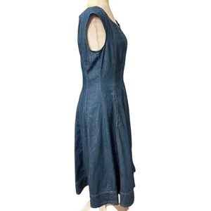 Pilcro by Anthropologie Denim Fit & Flare Dress Pockets Cap Sleeves, Size 8 thumbnail 2