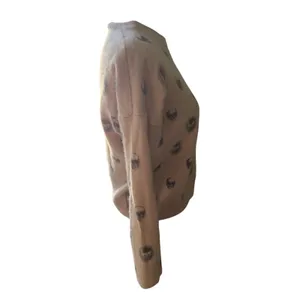 Skull Cashmere 100% Cashmere Skull Print Sweater | Women's Small | Taupe/Blush thumbnail 9