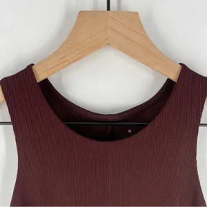 A New Day Stretch‎ Ribbed Jersey Knit Sleeveless Brown Burgundy Tank Top Size L thumbnail 2