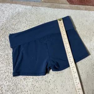 Abercrombie & Fitch Y2K Foldover Yoga Shorts Womens Small Navy Blue Preppy Crest thumbnail 2
