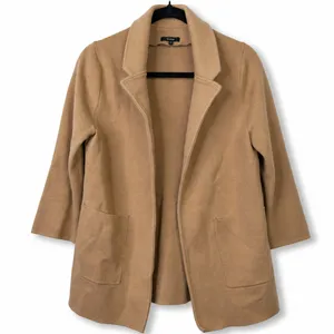 Quince 100% Organic Cotton Camel Soft Relaxed Open Front Knit Blazer Medium thumbnail 7