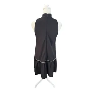 Pearl by Lela Rose Black Drop Waist Mini Dress Mock Neck XS thumbnail 6