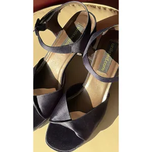 Unlisted Navy Blue Satin Block Heel‎ Sandals Strap Platform U47253 Size 10 thumbnail 2