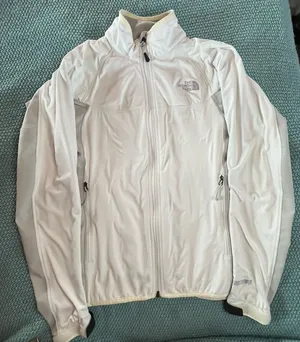 The North Face Women's Soft Shell Jacket White Gray Size S Windstopper EUC thumbnail 1