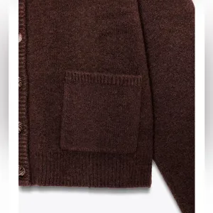 Zara NWT brown button front knit sweater cardigan bomber jacket thumbnail 11